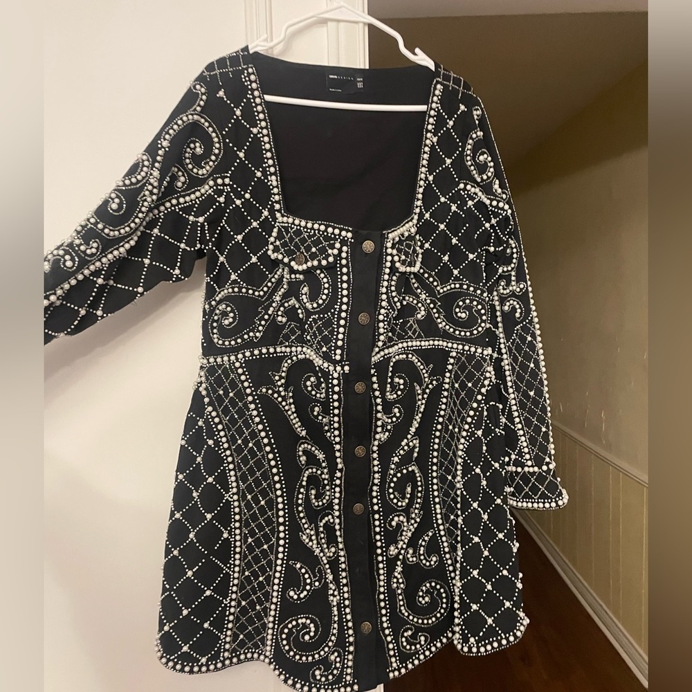 ASOS curve black dress with pearl detailing worn once